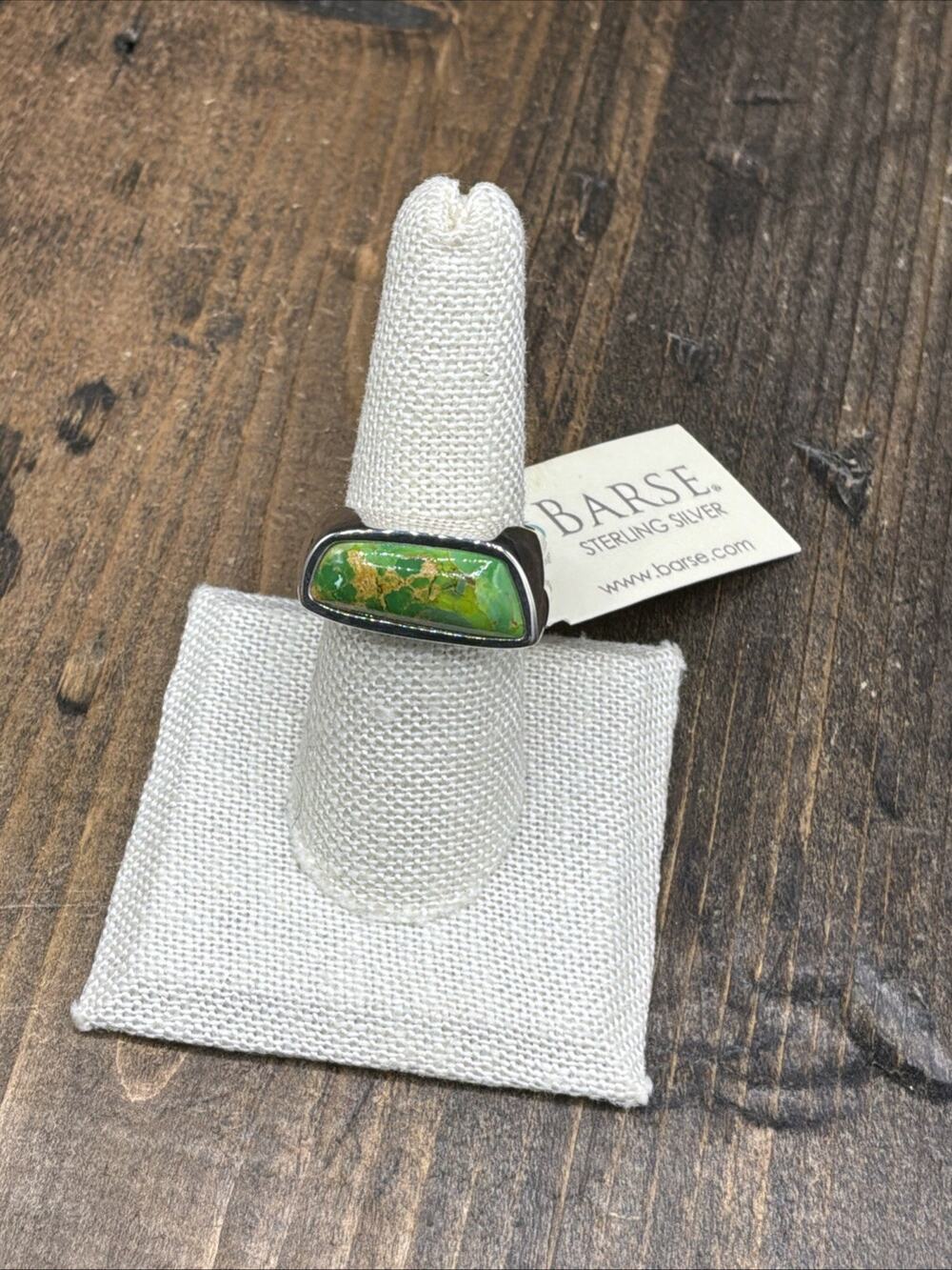 Barse Luster Ring- Lime Green Turquoise-Sterling Silver-7.75-NWT
